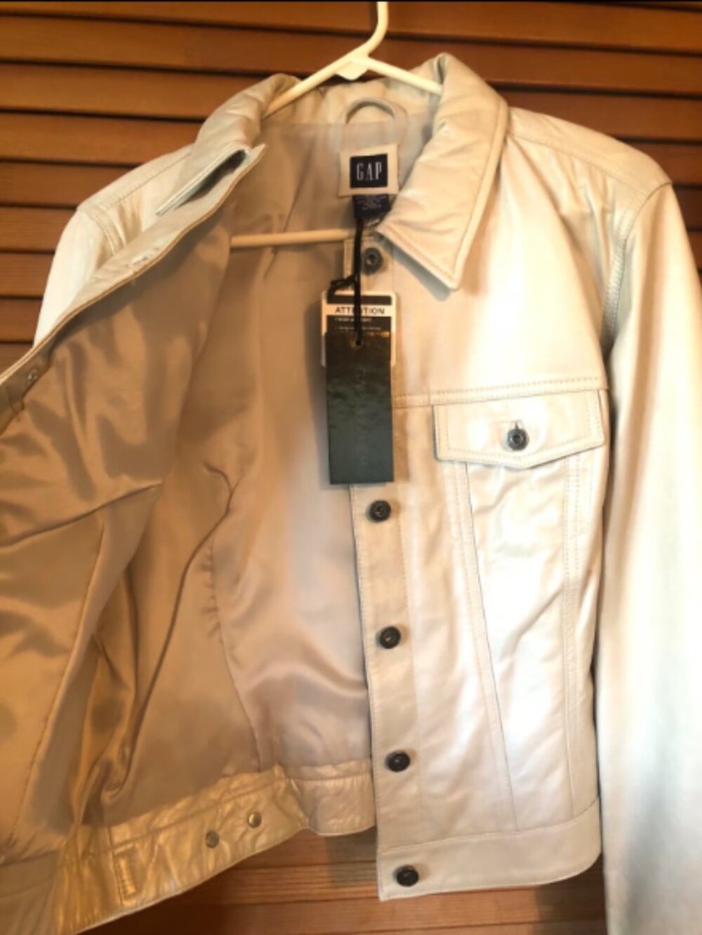 Vintage Y2K Gap Cream Leather Jacket - Picture 2 of 7
